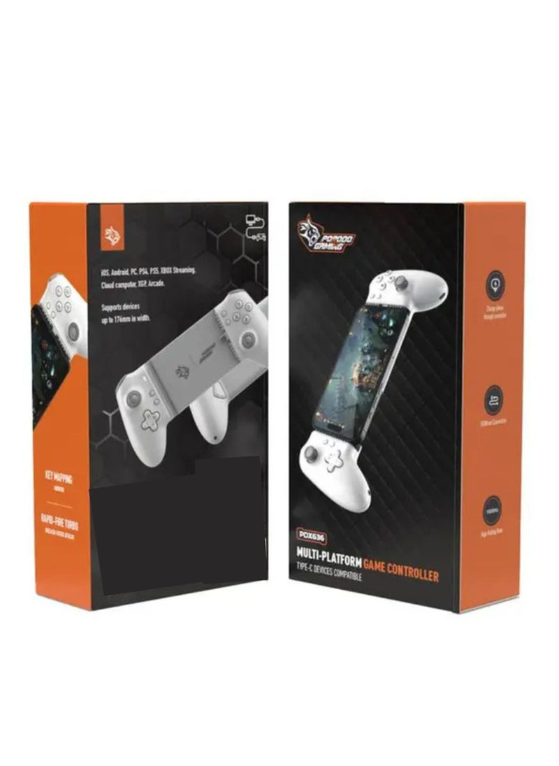 Gaming Multi-Platform Game Controller, Bluetooth & Wired Connection, Supported Devices of Up to 176mm in Width, 1000Hz High Polling Rate, Ergonomic Grip - White