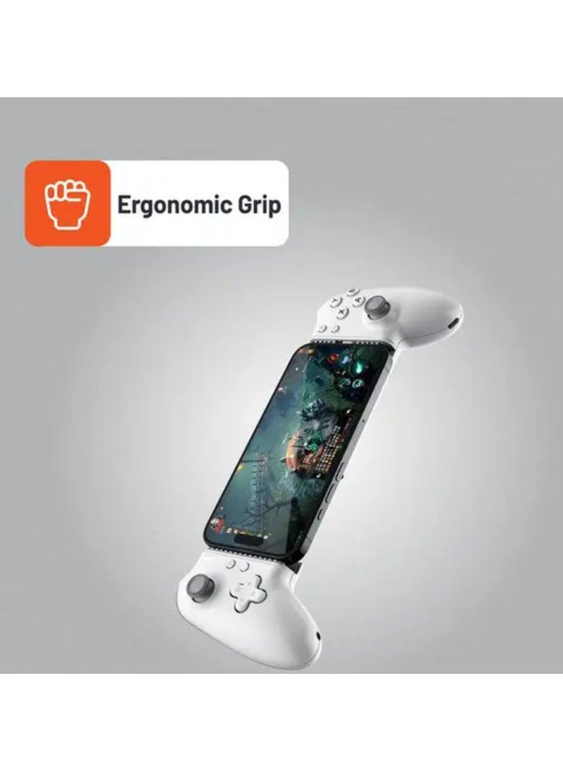 Gaming Multi-Platform Game Controller, Bluetooth & Wired Connection, Supported Devices of Up to 176mm in Width, 1000Hz High Polling Rate, Ergonomic Grip - White