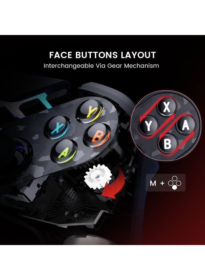 Professional Gamepad GameSir T3 Pro Tarantula Wireless Gaming Controller Switchable Face Buttons & Mag-Res TMR Joysticks, 9 Mappable Buttons, RGB Lighting,1200mAh Multi-Platform Controller for Android iOS PC Switch