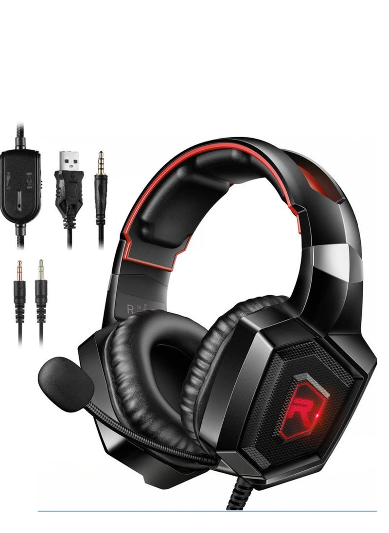 ONIKUMA K8 Gaming Headset,Updated Headset Gaming for PS4 New Xbox One, Stereo Over Ear Headphones & Noise canceling Microphone with Mic for PC Computer Mac Laptop Nintendo Switch Games