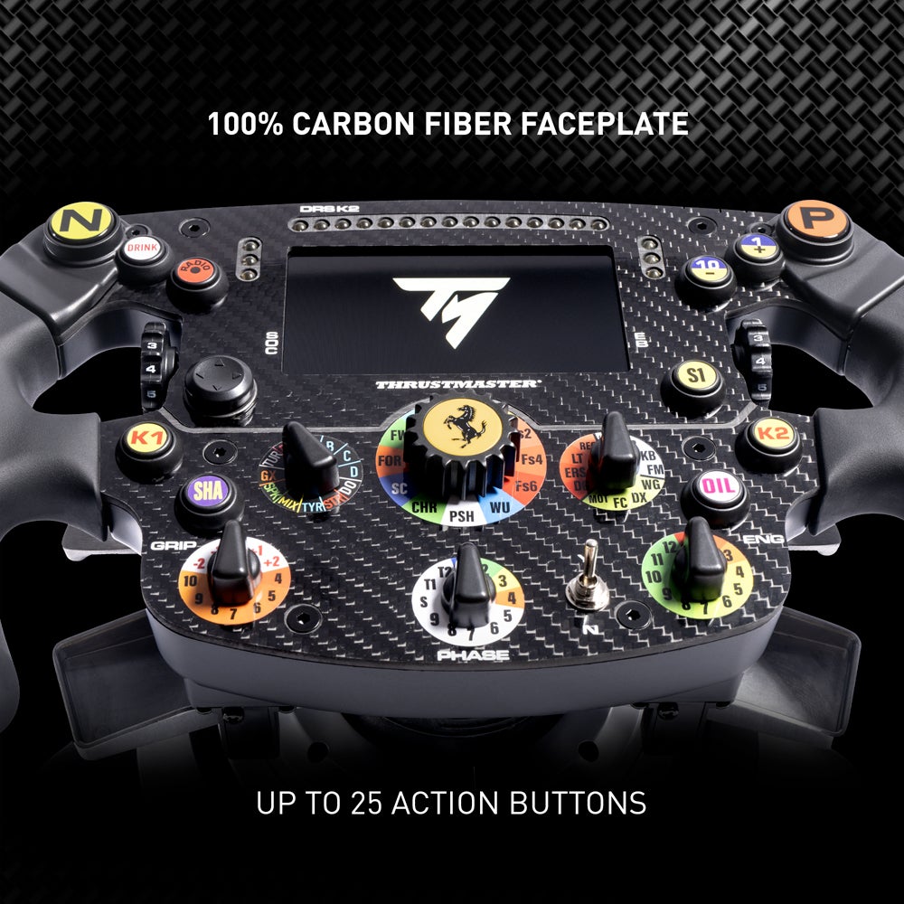 Thrustmaster Formula Wheel Add-On Ferrari SF1000 Edition, Replica Wheel, PC, PS4, PS5, Xbox One and Series X|S, Display and LED Dash, 100% Carbon Fiber Faceplate, Licensed by Ferrari