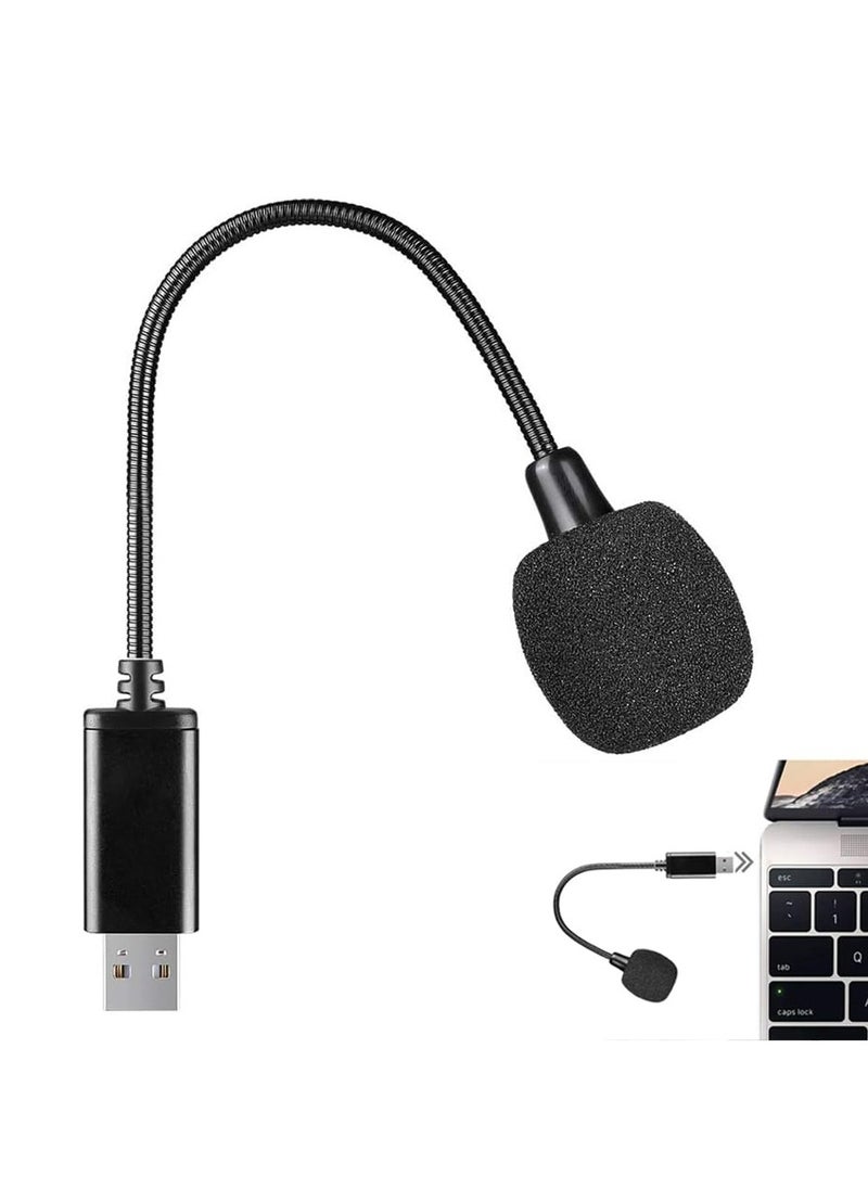 Mini USB Microphone for Laptop and Desktop Computer, with Gooseneck & Universal USB Sound Card, Compatible with PC and Mac, Plug & Play, Ideal Condenser Mic for Remote Work, Online Class