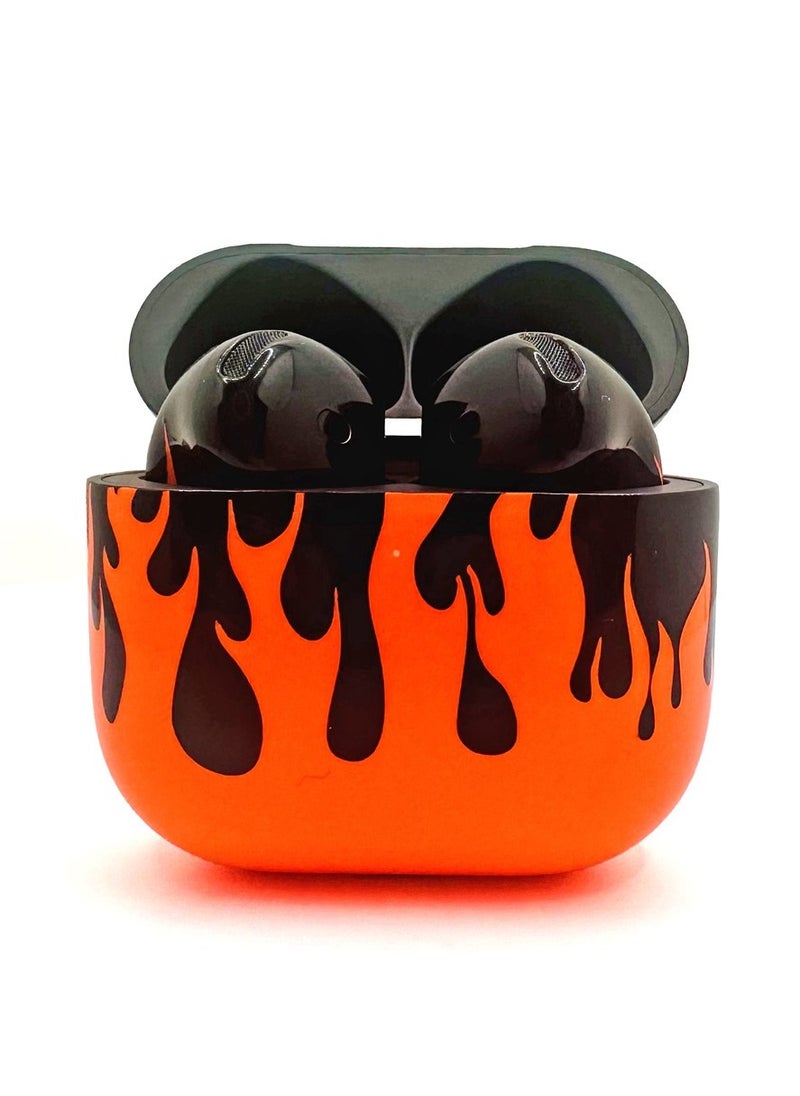 MERLIN CRAFT CUSTOMIZED APPLE AIRPODS 4 FIRE STORM