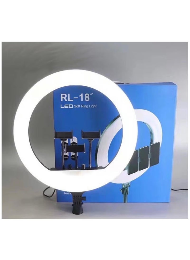 RL-18 LED Ring Light, 18 Inch Soft Ring Light for Smartphones, Camera, YouTube TikTok Videos with Tripod & 3 phone Holders