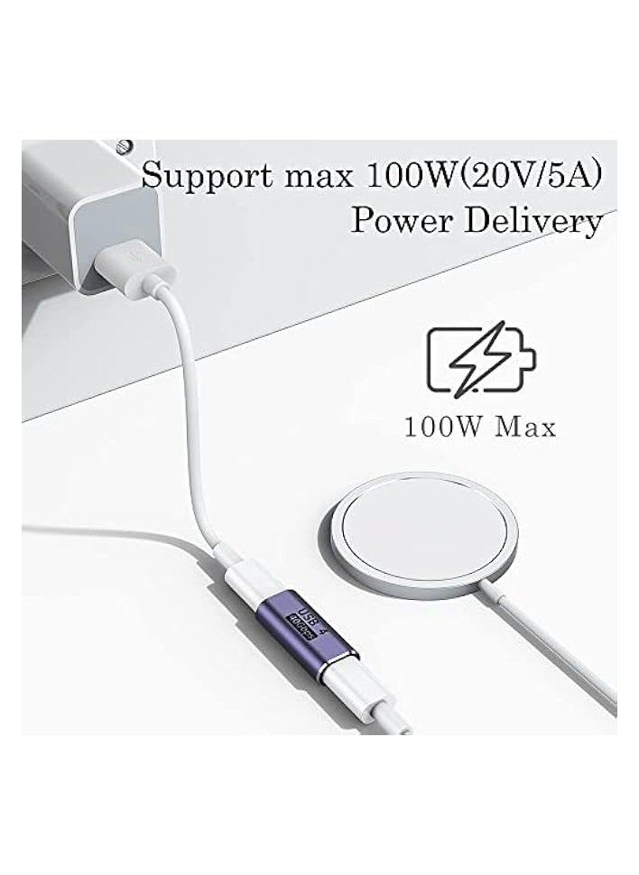 USB C Female to Female Adapter (4 Pack) with Thunderbolt 4/3 Support, 40Gbps Data Transfer, 100W PD, and 8K@60Hz Video Pass-Through for USB-C HUB, Magsafe, and More Type C Devices