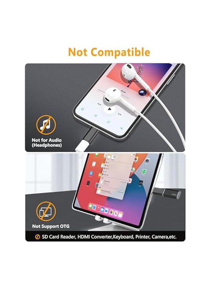 USB C Type C to Lightning Adapter, Fast Charging for iPhone and iPad Pro/Air/Mini with Data Sync and Anti-Lost Loop, Not for Audio/OTG/Headphone (Black)