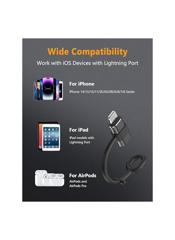 USB C Type C to Lightning Adapter, Fast Charging for iPhone and iPad Pro/Air/Mini with Data Sync and Anti-Lost Loop, Not for Audio/OTG/Headphone (Black)