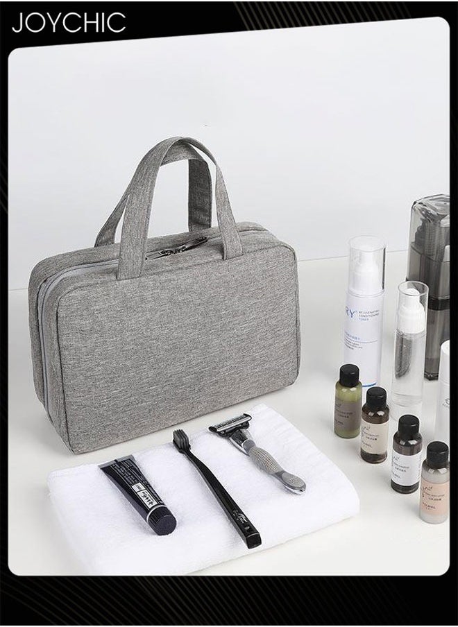 Portable 4-fold Toiletry Bag for Business Trips Large Capacity Hanging Women and Men Travel Multi-functional Waterproof Storage Bag Grey