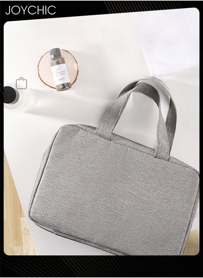 Portable 4-fold Toiletry Bag for Business Trips Large Capacity Hanging Women and Men Travel Multi-functional Waterproof Storage Bag Grey