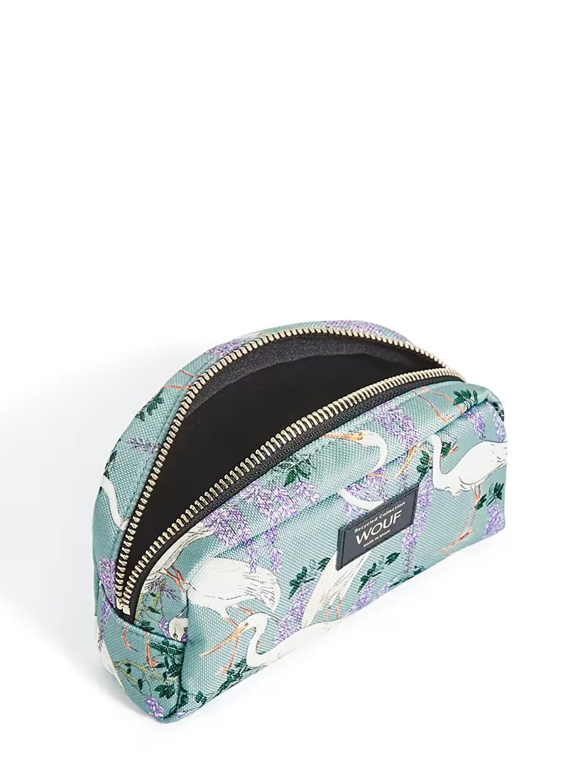 Heron Makeup Bag – Eco-Friendly 100% Recycled Fabrics, Water-Repellent, Blue