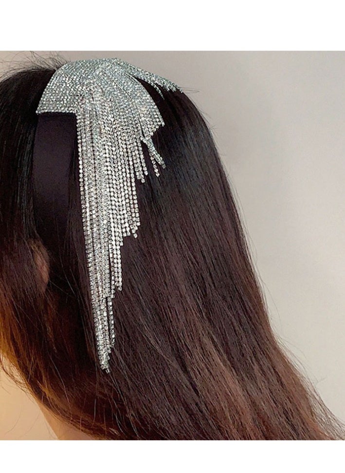 Sparkling Wide Edge Long Tassel Temperament Headband