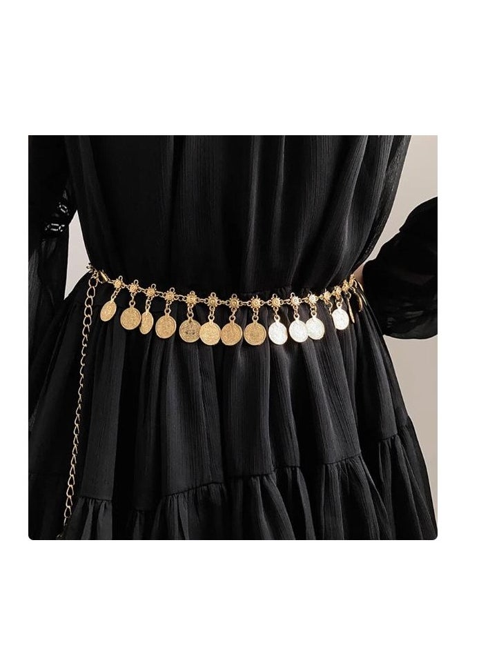 Versatile Decoration Long Tassel Coin Retro Style Waist Chain