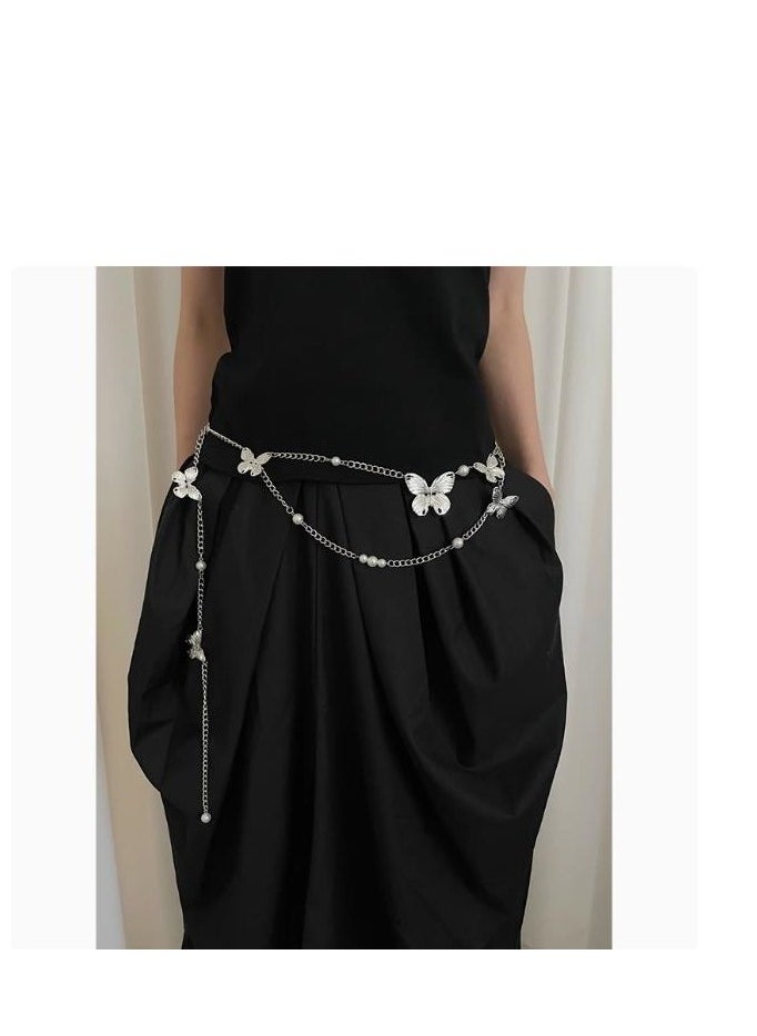 Pearl Butterfly Waist Chain Multi layer Design Belt Versatile Dress Accessories