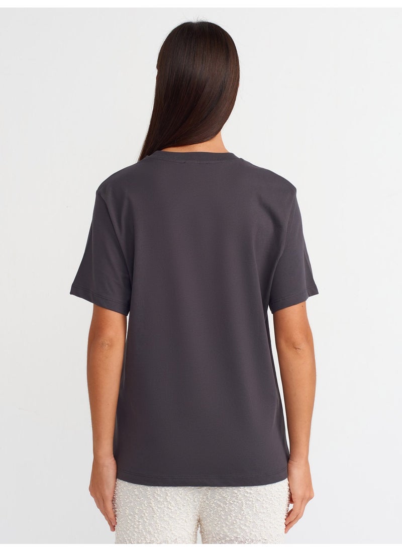 31064 Printed Crew Neck T-Shirt-Anthracite