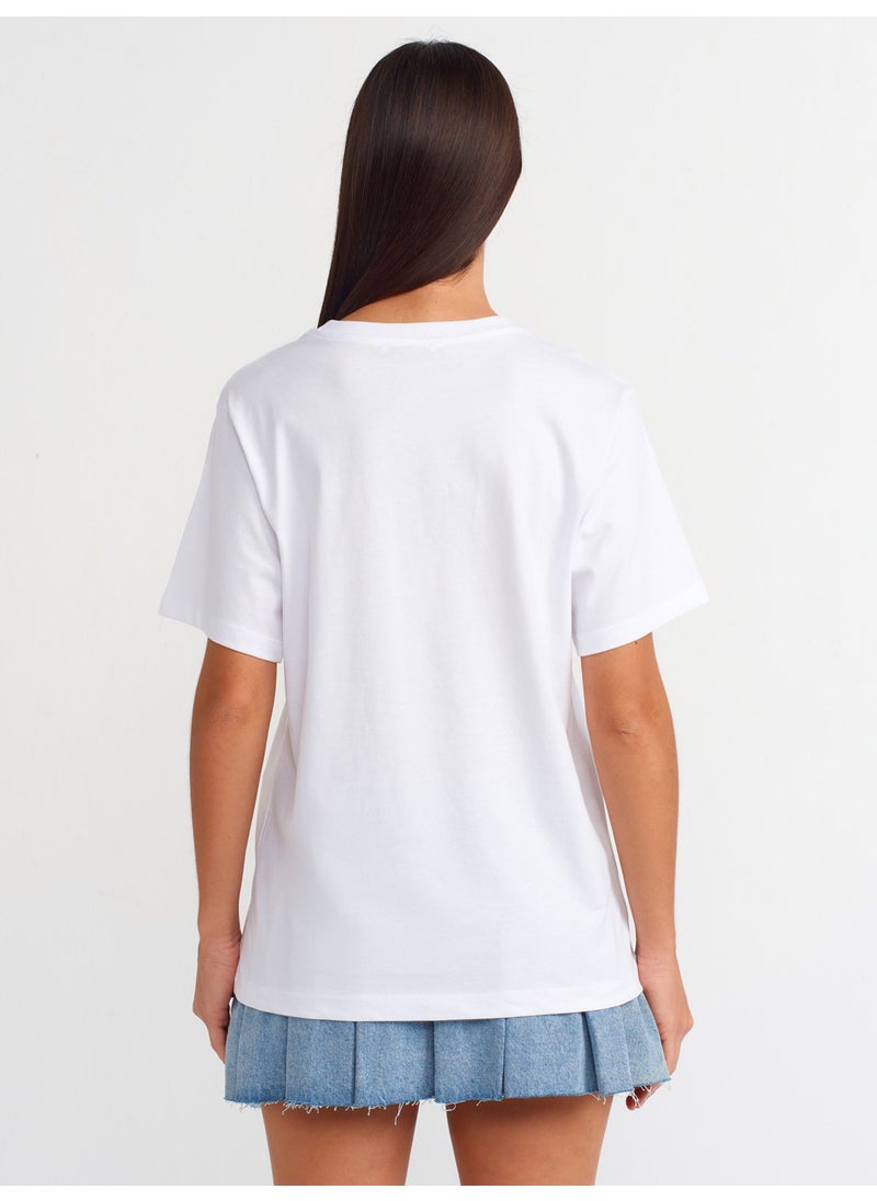 31064 Printed Crew Neck T-Shirt-White