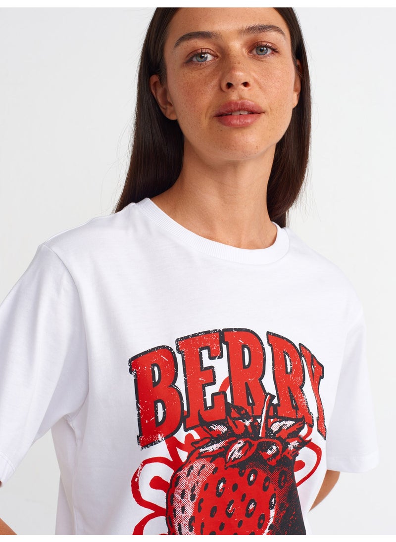 31064 Printed Crew Neck T-Shirt-White