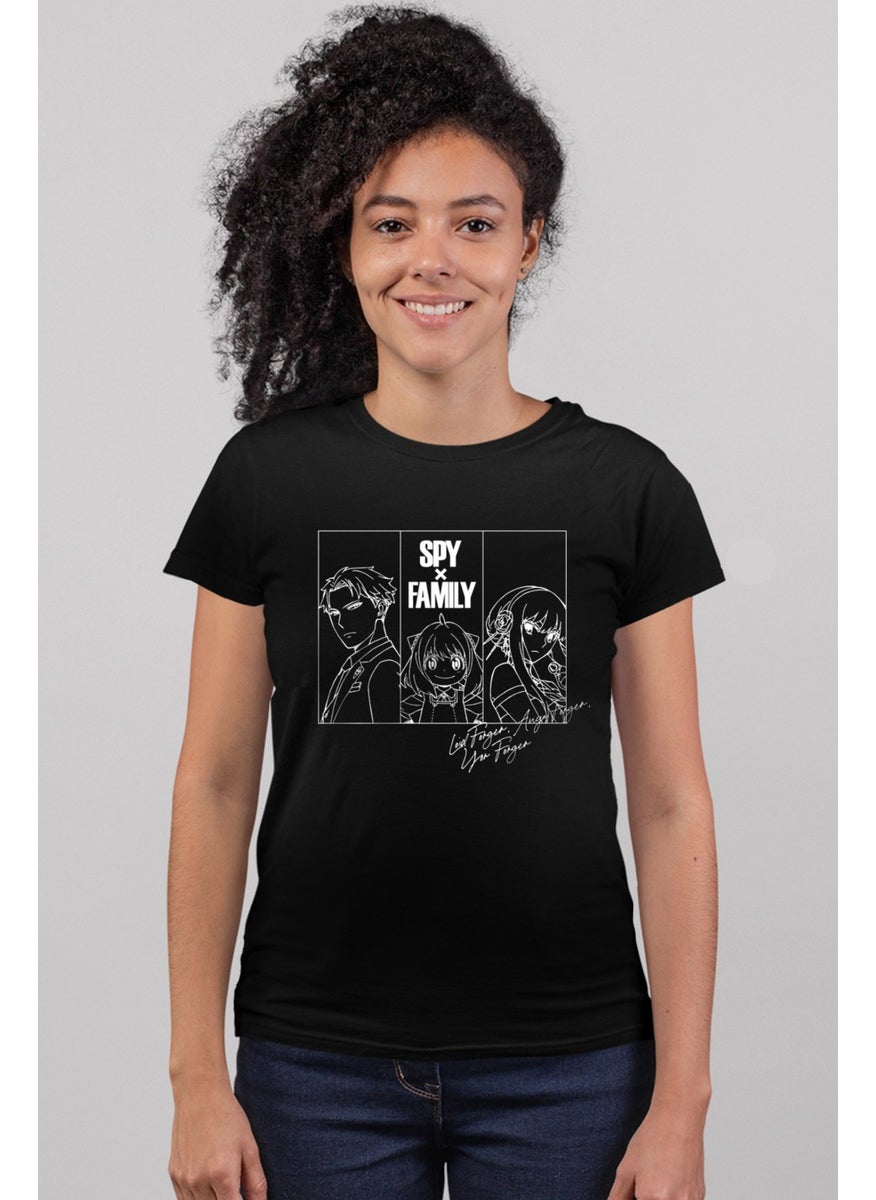 Spy Family Short Sleeve Black Women's T-Shirt