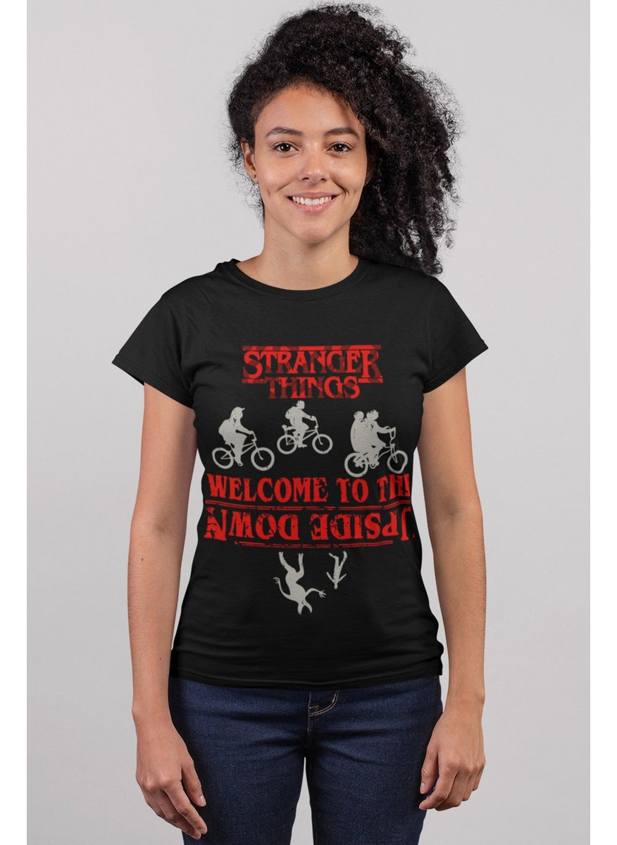 Rock & Roll Bicycle Stranger Things Black Short Sleeve Women's T-Shirt