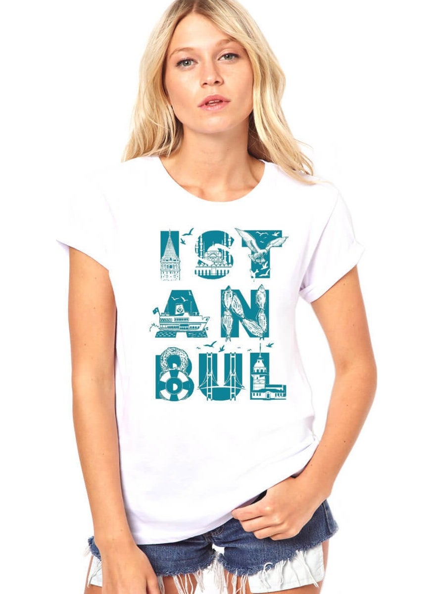 Istanbul Letters White Short Sleeve Women's T-Shirt