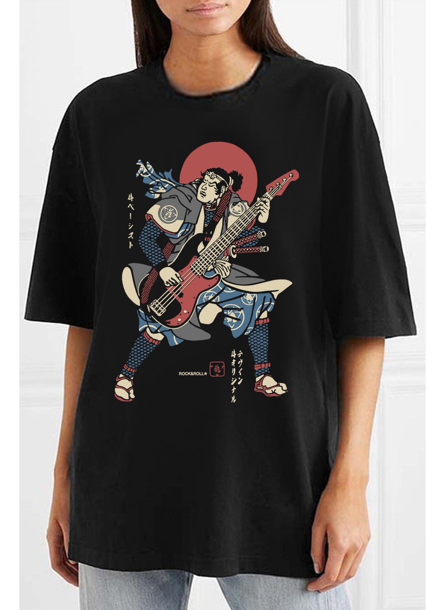 Japanese Bassist Oversize Black Short Sleeve Women's T-Shirt