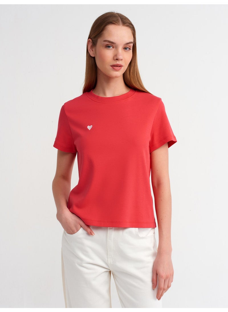 30584 Crew Neck Cotton T-Shirt-Red