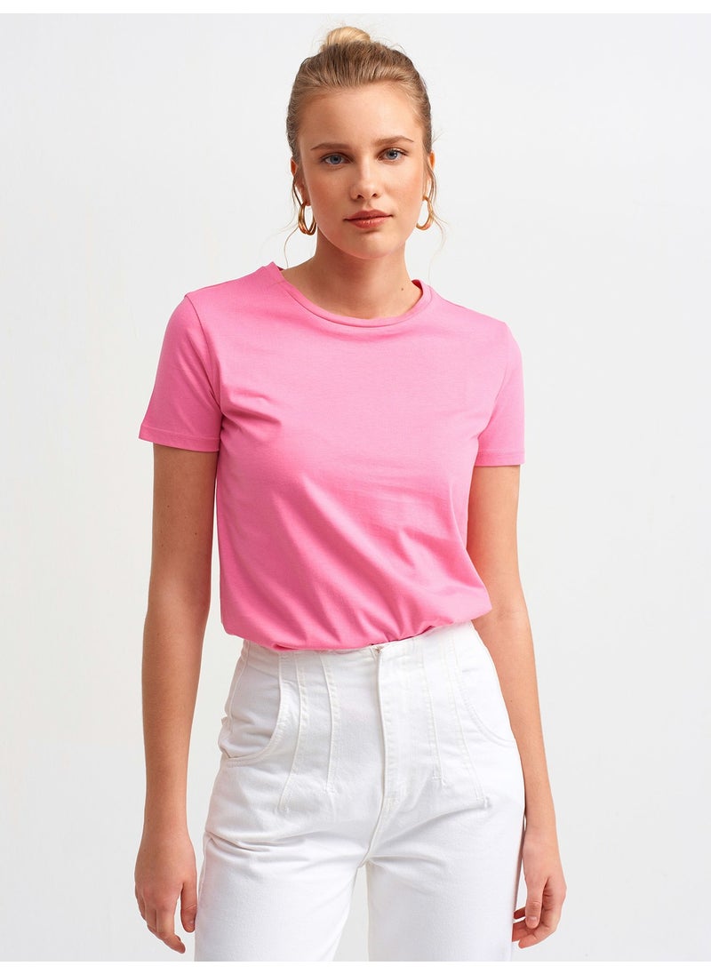 3471 Crew Neck Basic T-Shirt-Fuchsia