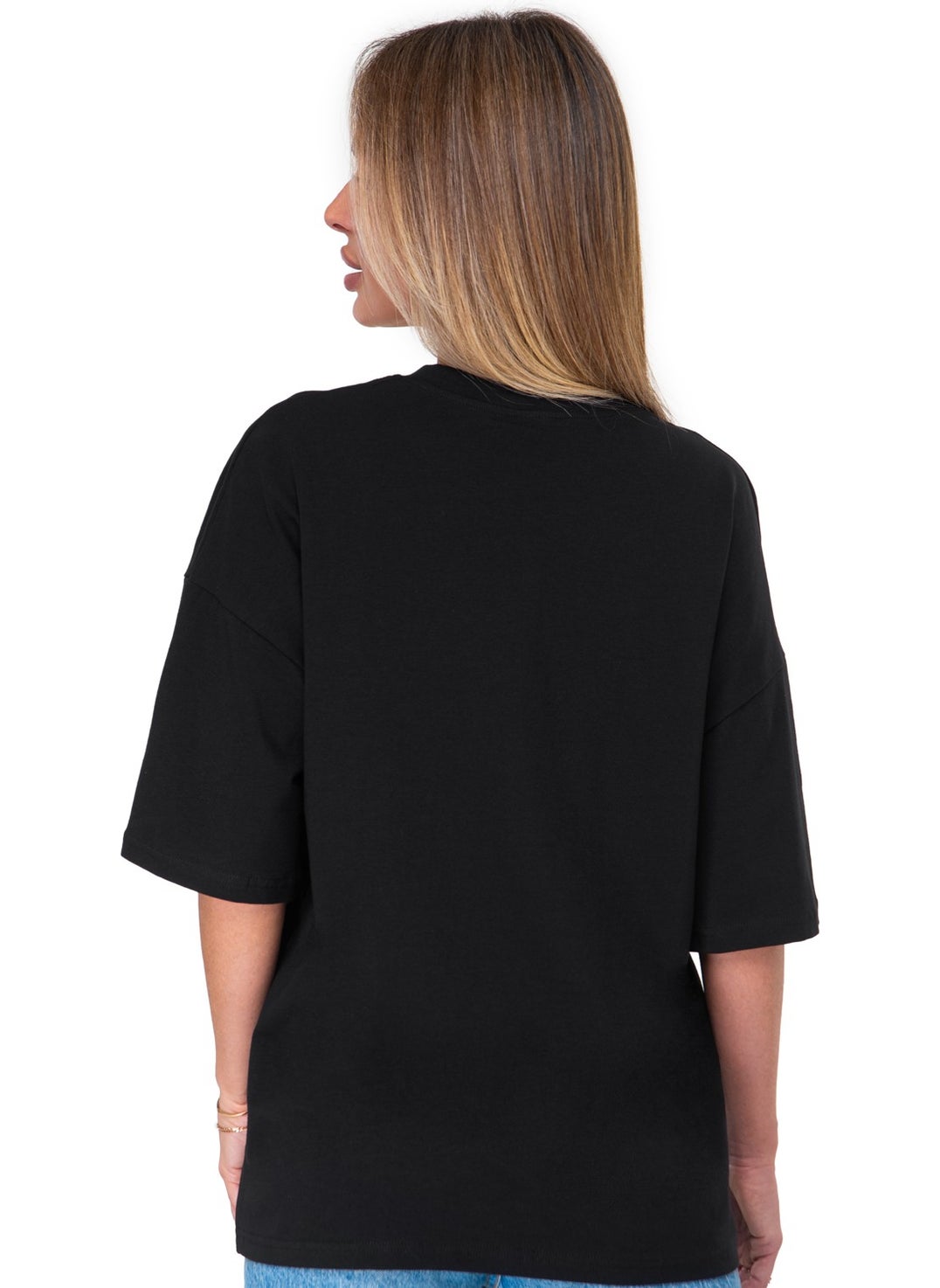 Cotton Women's V-Neck Oversize T-Shirt Black