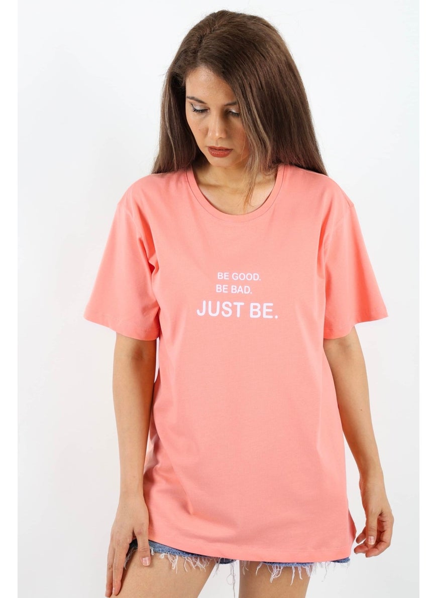 Women's Just Be Wide Cut 100% Cotton Salmon T-Shirt