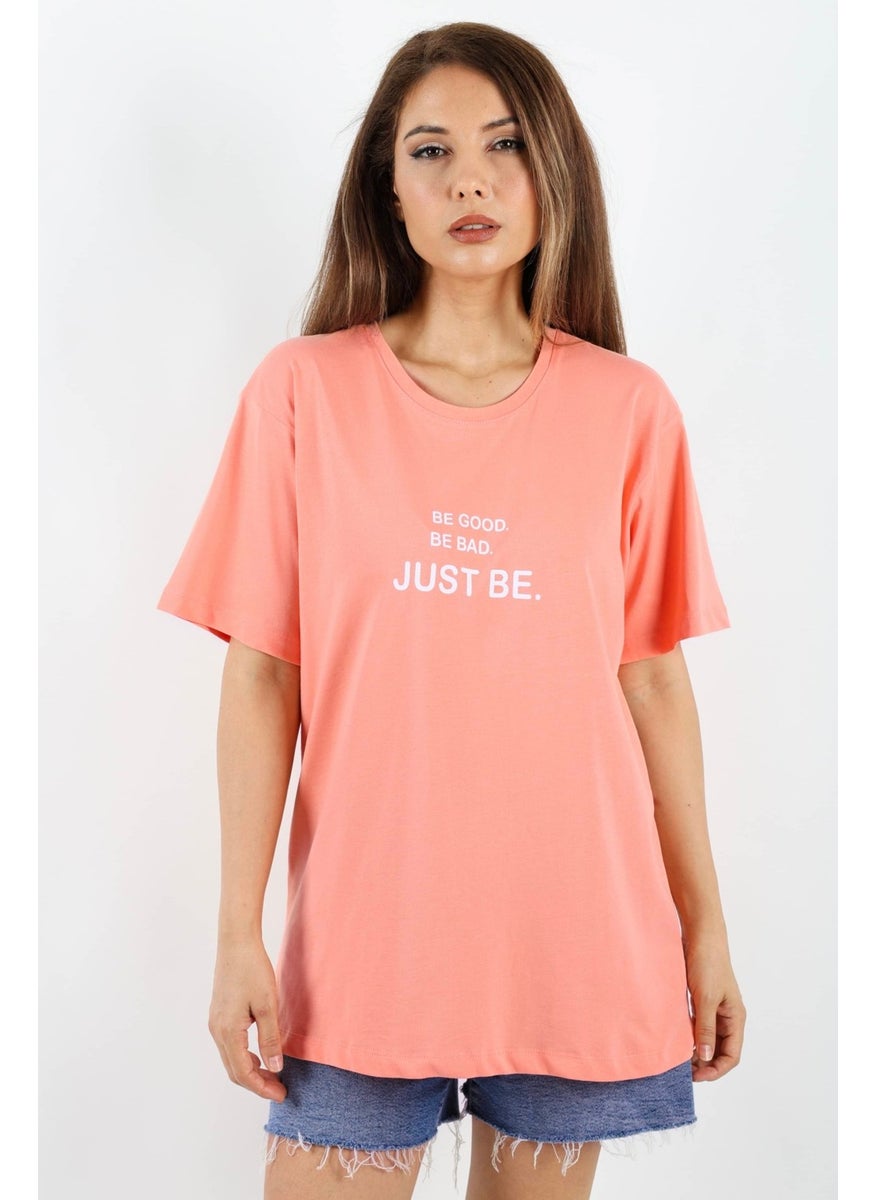 Women's Just Be Wide Cut 100% Cotton Salmon T-Shirt