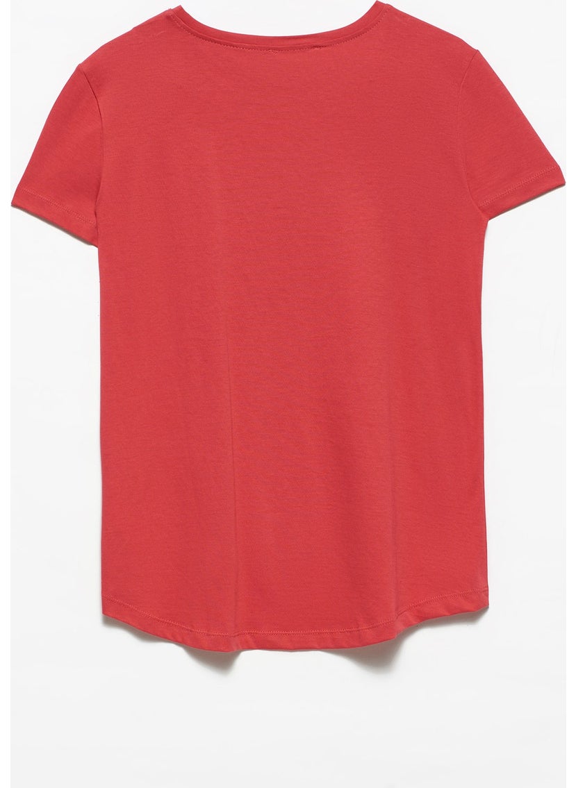 3471 Crew Neck Basic T-Shirt-Red