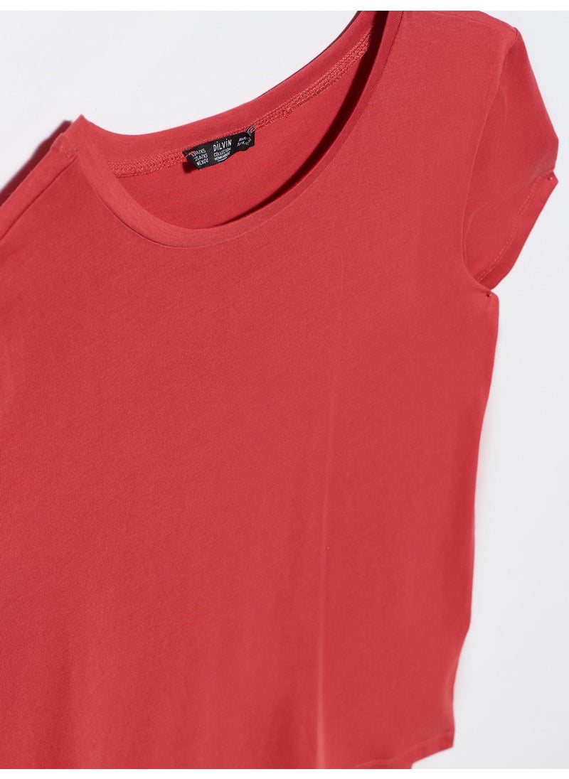 3471 Crew Neck Basic T-Shirt-Red