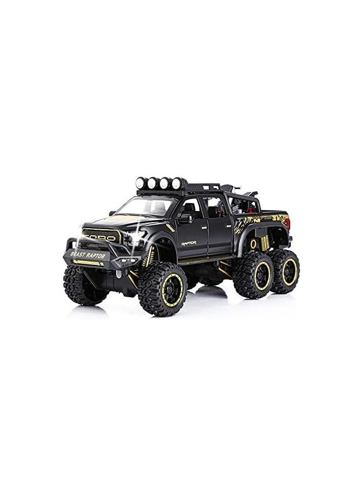 Boy toy Toy Picap Vans F150 Raptor Diecast Metal Model Car Audio and Light Colour:Black - black