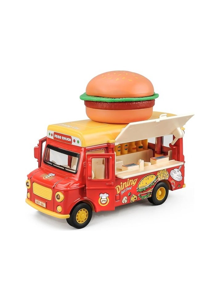 Magnetic Induction Sound and Light Alloy Racks Car, Casting Small Food Trucks Hamb Color / Character:Colourful Color / Character:Toy plush