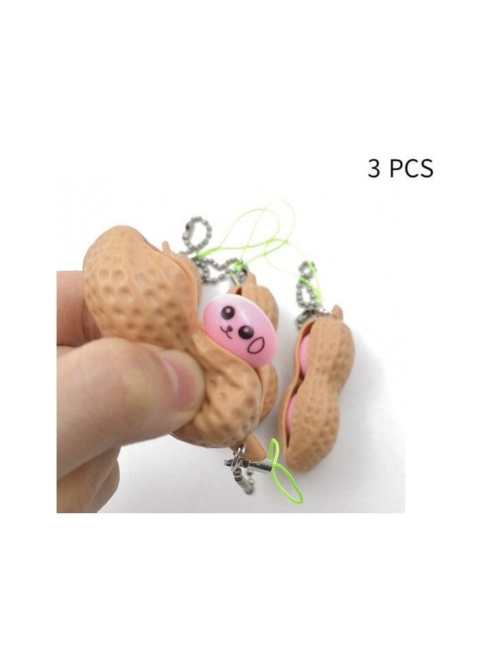 Pistachio squeezing peanut necklace toys to reduce anxiety and stress, key chain K Colour:Black - black Color / Character:Toy plush