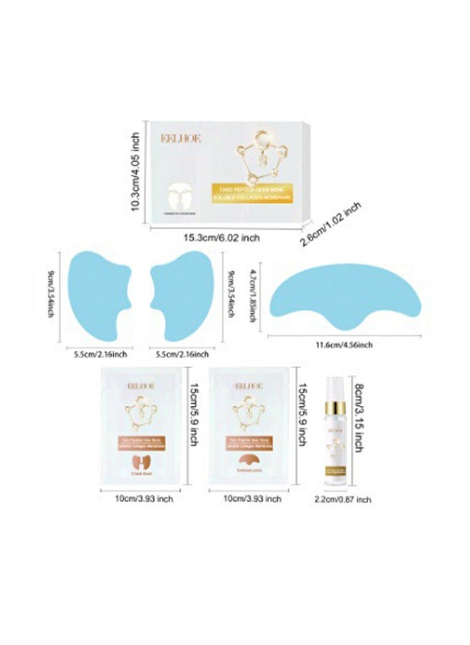 Taro Peptide Deer Bone Soluble Collagen Membrane-Forehead Fine Line Chuan Line Moisturizing Moisturizing and firming skin protein membrane, Cheek Patch *2pcs+ Forehead patch *1pcs+ Serum spray 10ml