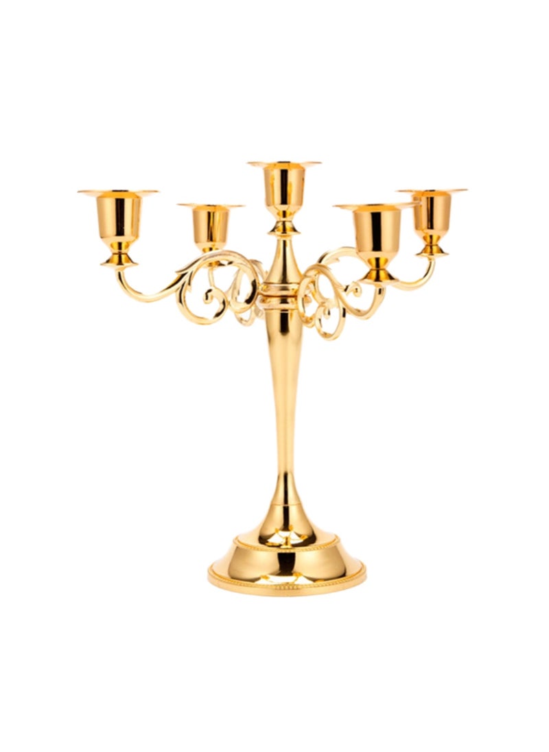 Gold Five-Head Vintage Metal Candle Holder Creative Candle Cup Ornaments, Suitable For Pillar Taper Candles And Tea Lights, Suitable For Family Dining Table Home Decoration