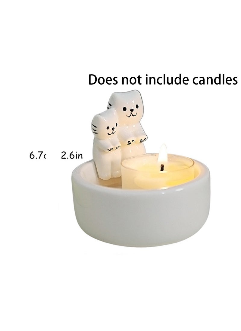 Two Cat Candle Holders, Creative Candle Cup Ornaments, Suitable For All Kinds Of Candles, Suitable For Family Dining Table Home Decoration