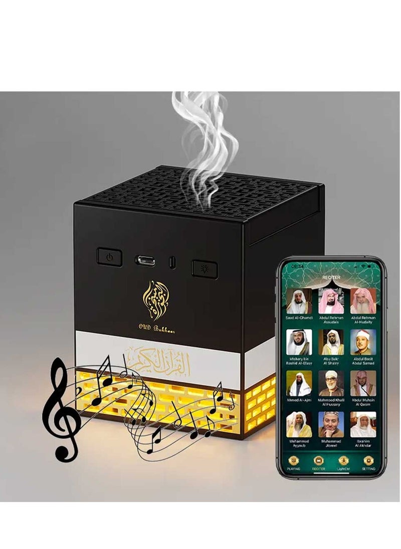 Multi-LED Light Rechargeable Incense Oud Burner with Full Quran Muslim Speaker Remote and App Control SQ-718