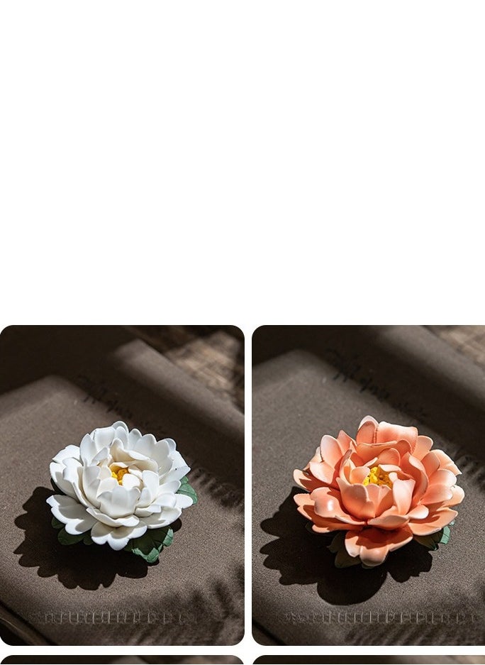 Exquisite Chinese Style Handmade Small Fragrance Holder Ceramic Peony Aromatherapy Stove For Home Indoor Decoration