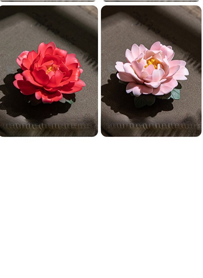 Exquisite Chinese Style Handmade Small Fragrance Holder Ceramic Peony Aromatherapy Stove For Home Indoor Decoration