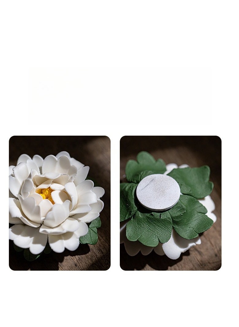 Exquisite Chinese Style Handmade Small Fragrance Holder Ceramic Peony Aromatherapy Stove For Home Indoor Decoration