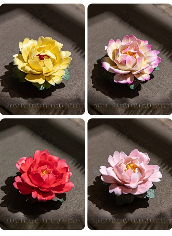 Exquisite Chinese Style Handmade Small Fragrance Holder Ceramic Peony Aromatherapy Stove For Home Indoor Decoration