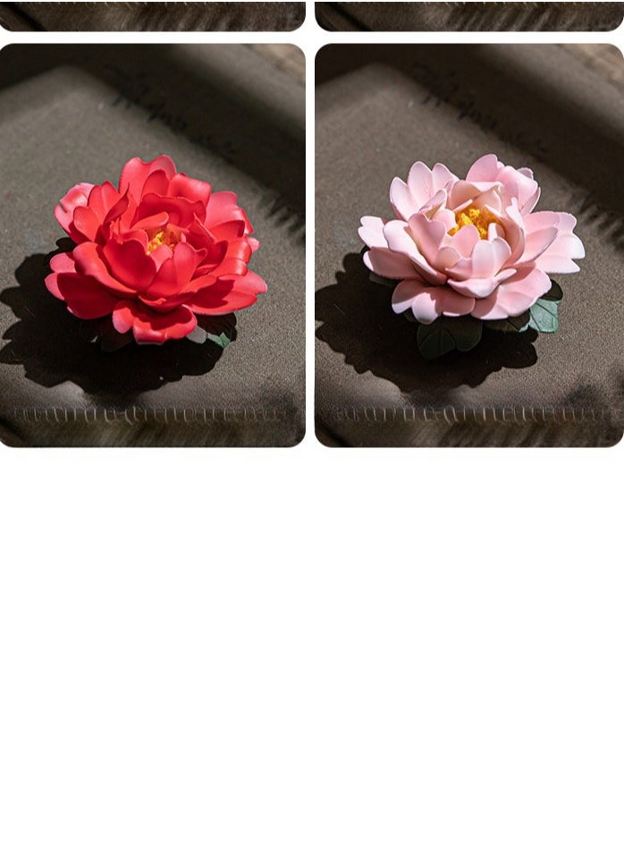 Exquisite Chinese Style Handmade Small Fragrance Holder Ceramic Peony Aromatherapy Stove For Home Indoor Decoration