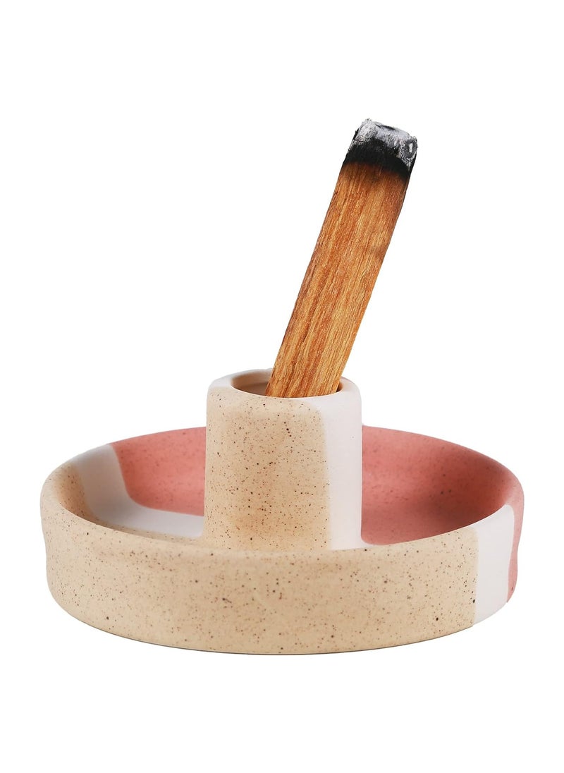 Palo Santo Holder, Ceramic Incense Burner for Palo Santo Stick, Scent Wood Stand and Ash Catcher(Red&Grey)