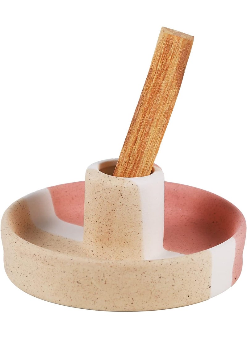 Palo Santo Holder, Ceramic Incense Burner for Palo Santo Stick, Scent Wood Stand and Ash Catcher(Red&Grey)