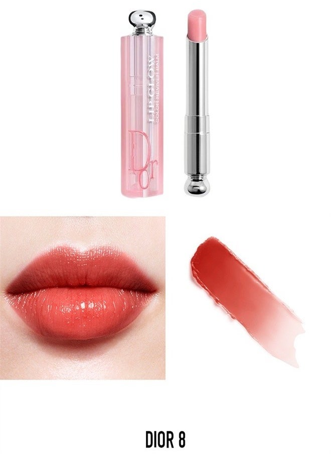 Dior Addict Lip Glow Balm - Shade 8 - brick red, 3.2g | Hydrating Lip Balm with Color Reviver Technology