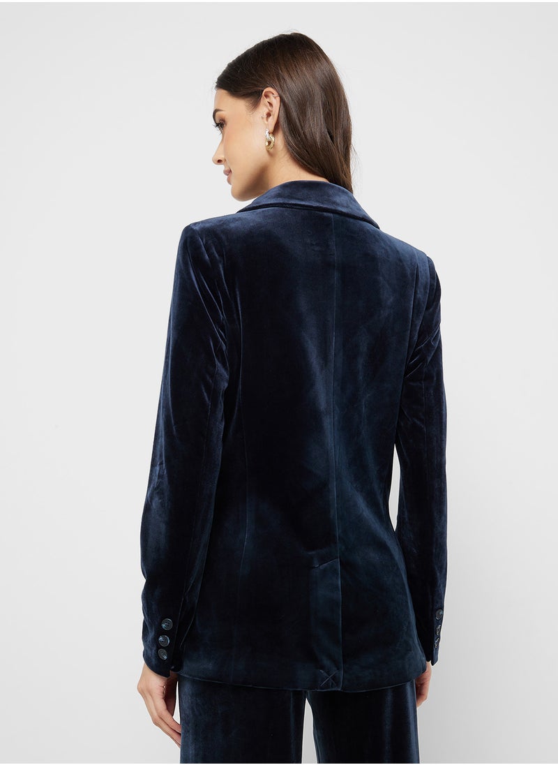 Pocket Detail Velvet Blazer