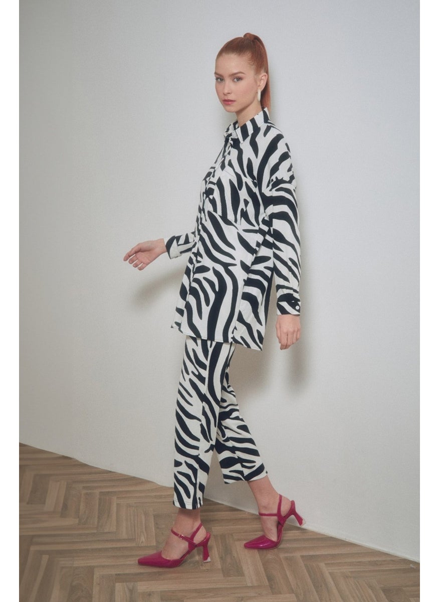 Zebra Patterned Long Sleeve Suit