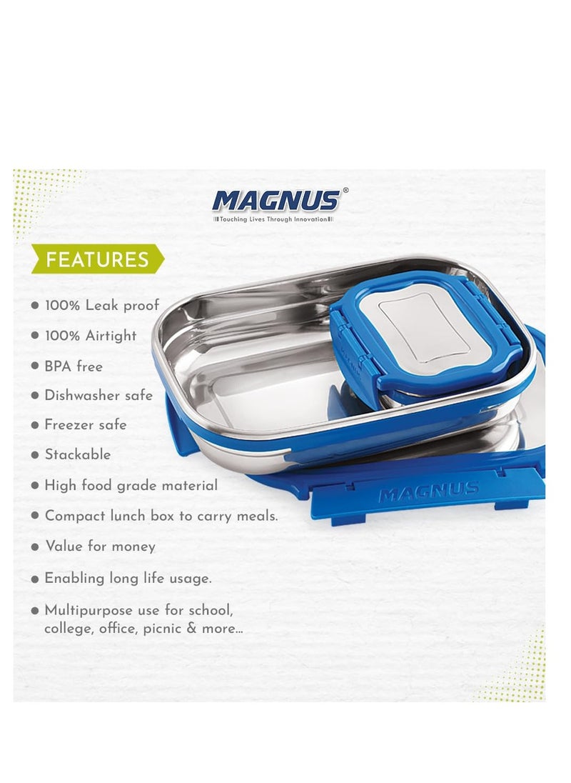 Magnus bolt deluxe stainless steel lunch xox - airtight and leak proof Tiffin (800 Ml and 150Ml)