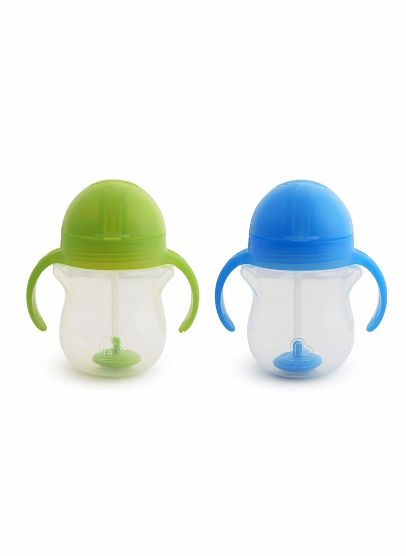 Click Lock Weighted Straw Cup, 7 Ounce, Blue/Green, Pack of 2